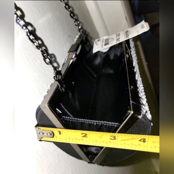 ☆[HP]☆Randi Embellis Sparkley Stylish CrossBody Purse Clutch Bag Gun Metal Chain - Picture 10 of 12